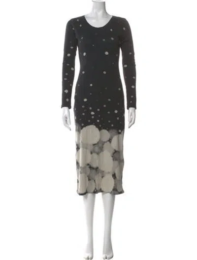 Pre-owned Raquel Allegra Tie-dye Print Midi Length Dress In Gray