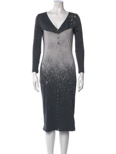 Pre-owned Raquel Allegra Tie-dye Print Midi Length Dress In Gray