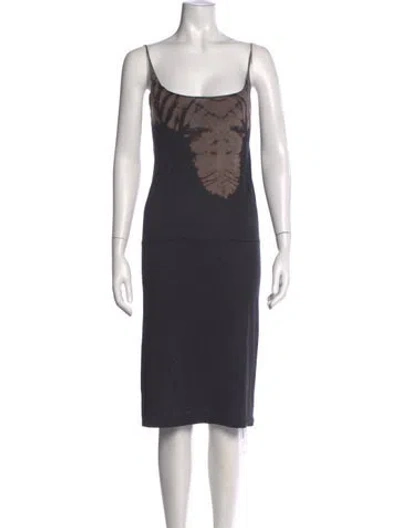 Pre-owned Raquel Allegra Tie-dye Print Midi Length Dress In Gray