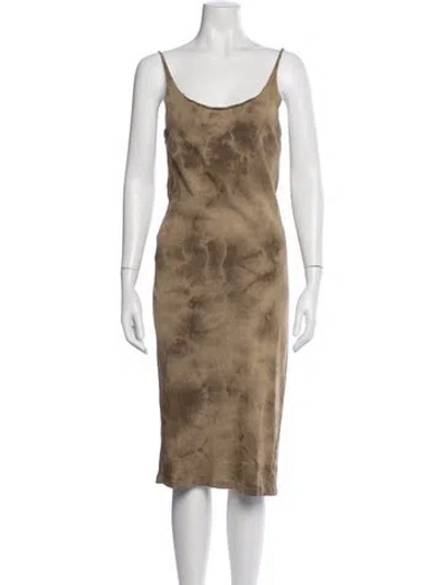 Pre-owned Raquel Allegra Tie-dye Print Midi Length Dress In Green