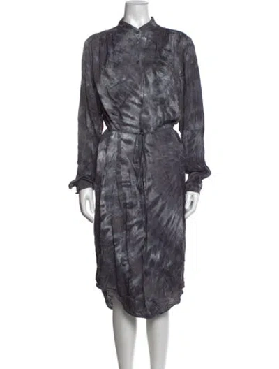 Pre-owned Raquel Allegra Tie-dye Print Midi Length Dress In Grey