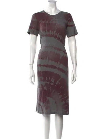 Pre-owned Raquel Allegra Tie-dye Print Midi Length Dress In Grey