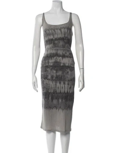 Pre-owned Raquel Allegra Tie-dye Print Midi Length Dress In Grey