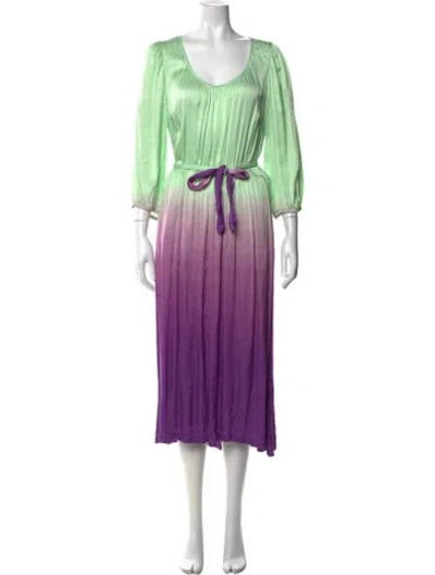 Pre-owned Raquel Allegra Tie-dye Print Midi Length Dress In Multi
