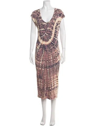 Pre-owned Raquel Allegra Tie-dye Print Midi Length Dress In Multi