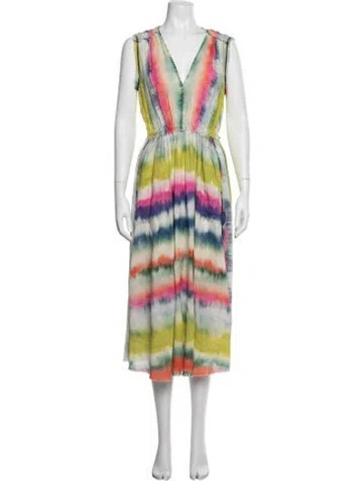 Pre-owned Raquel Allegra Tie-dye Print Midi Length Dress In Multicolor
