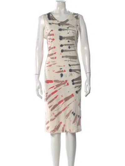 Pre-owned Raquel Allegra Tie-dye Print Midi Length Dress In Neutral