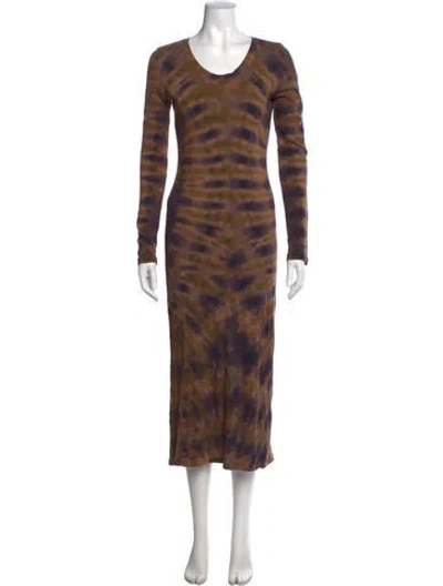 Pre-owned Raquel Allegra Tie-dye Print Midi Length Dress In Neutral