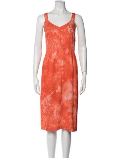 Pre-owned Raquel Allegra Tie-dye Print Midi Length Dress In Orange