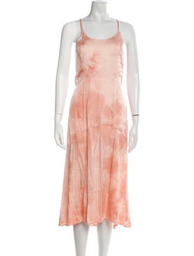 Pre-owned Raquel Allegra Tie-dye Print Midi Length Dress In Pink