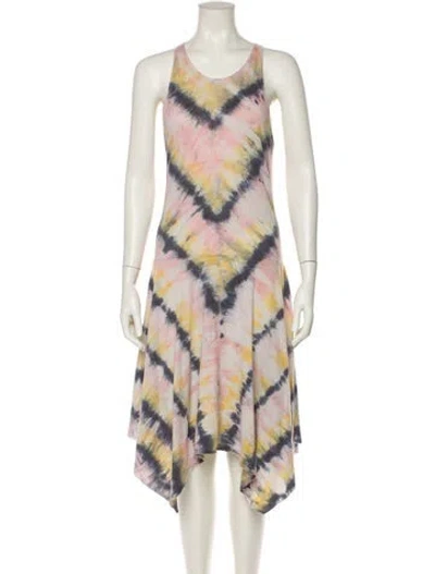 Pre-owned Raquel Allegra Tie-dye Print Midi Length Dress In Pink