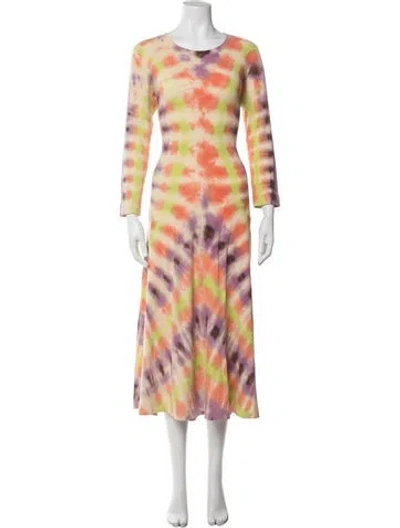 Pre-owned Raquel Allegra Tie-dye Print Midi Length Dress In Pink