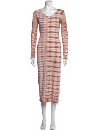Pre-owned Raquel Allegra Tie-dye Print Midi Length Dress In Pink