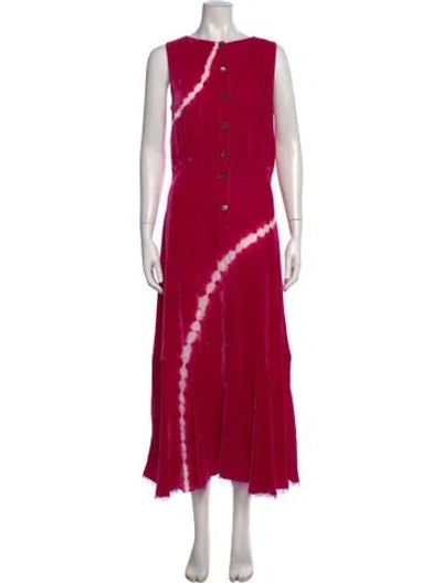 Pre-owned Raquel Allegra Tie-dye Print Midi Length Dress In Pink
