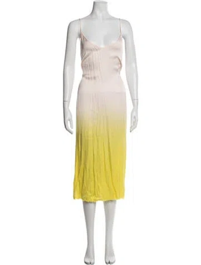 Pre-owned Raquel Allegra Tie-dye Print Midi Length Dress In Pink/yellow