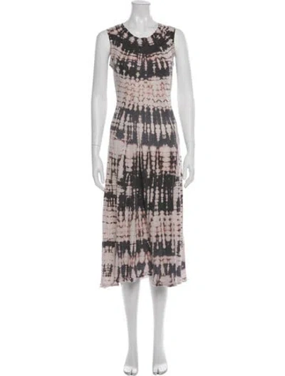 Pre-owned Raquel Allegra Tie-dye Print Midi Length Dress In Purple