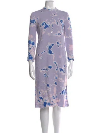 Pre-owned Raquel Allegra Tie-dye Print Midi Length Dress In Purple