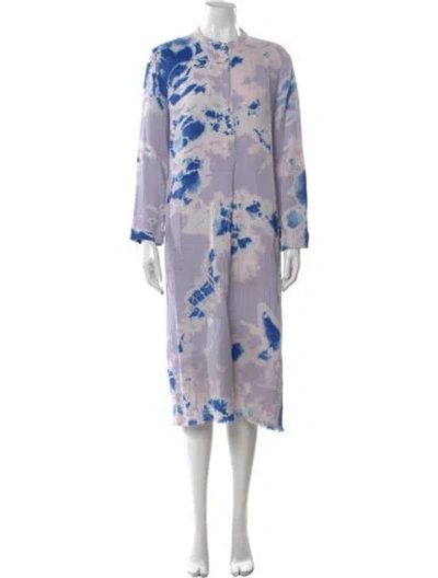 Pre-owned Raquel Allegra Tie-dye Print Midi Length Dress In Purple