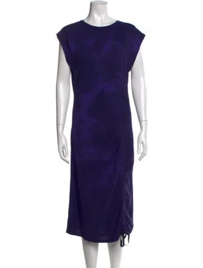 Pre-owned Raquel Allegra Tie-dye Print Midi Length Dress In Purple