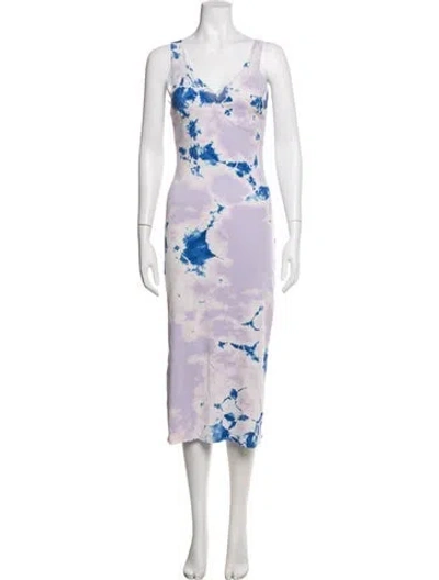 Pre-owned Raquel Allegra Tie-dye Print Midi Length Dress In Purple