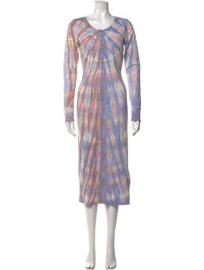 Pre-owned Raquel Allegra Tie-dye Print Midi Length Dress In Purple
