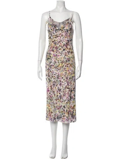 Pre-owned Raquel Allegra Tie-dye Print Midi Length Dress In Purple