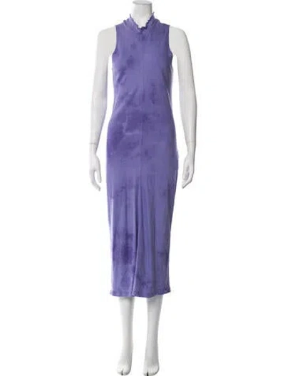 Pre-owned Raquel Allegra Tie-dye Print Midi Length Dress In Purple
