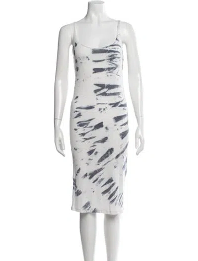 Pre-owned Raquel Allegra Tie-dye Print Midi Length Dress In White
