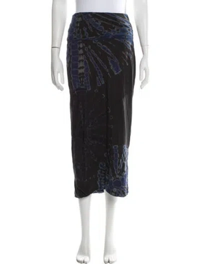 Pre-owned Raquel Allegra Tie-dye Print Midi Length Skirt In Black
