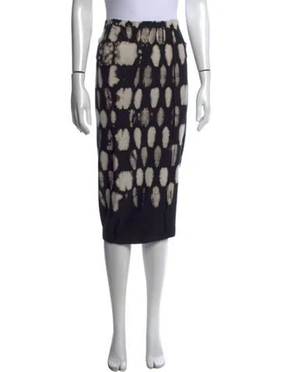Pre-owned Raquel Allegra Tie-dye Print Midi Length Skirt In Black