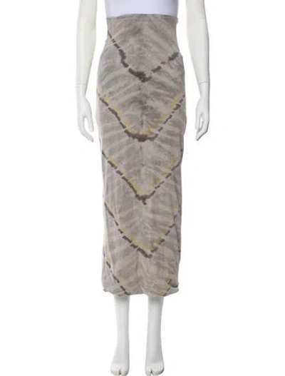 Pre-owned Raquel Allegra Tie-dye Print Midi Length Skirt In Gray