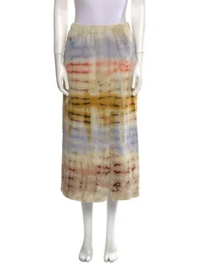 Pre-owned Raquel Allegra Tie-dye Print Midi Length Skirt W/ Tags In Neutral