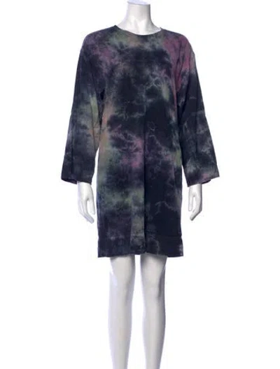 Pre-owned Raquel Allegra Tie-dye Print Mini Dress In Black