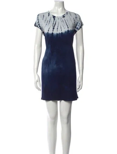 Pre-owned Raquel Allegra Tie-dye Print Mini Dress In Blue