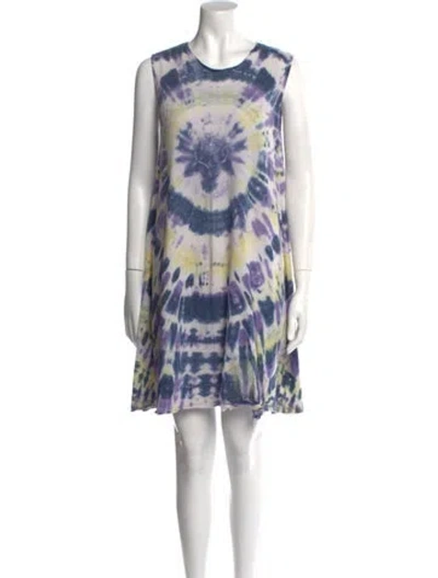 Pre-owned Raquel Allegra Tie-dye Print Mini Dress In Blue