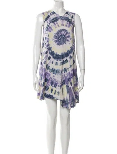 Pre-owned Raquel Allegra Tie-dye Print Mini Dress In Blue