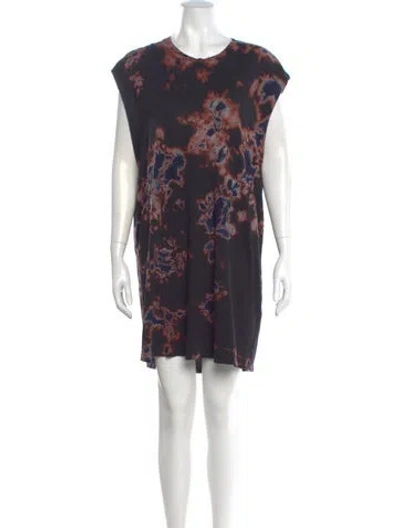 Pre-owned Raquel Allegra Tie-dye Print Mini Dress In Blue