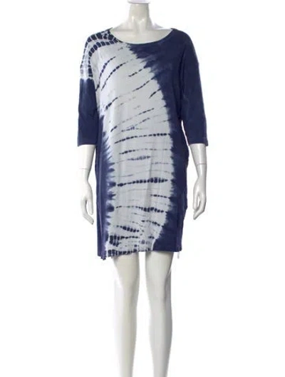 Pre-owned Raquel Allegra Tie-dye Print Mini Dress In Blue