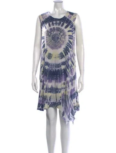 Pre-owned Raquel Allegra Tie-dye Print Mini Dress In Blue