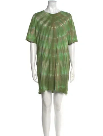 Pre-owned Raquel Allegra Tie-dye Print Mini Dress In Green