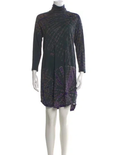 Pre-owned Raquel Allegra Tie-dye Print Mini Dress In Green