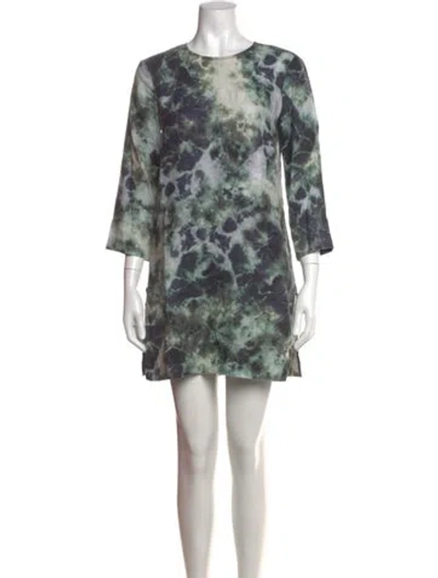 Pre-owned Raquel Allegra Tie-dye Print Mini Dress In Green