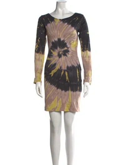 Pre-owned Raquel Allegra Tie-dye Print Mini Dress In Grey