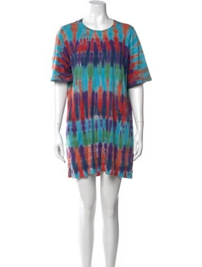 Pre-owned Raquel Allegra Tie-dye Print Mini Dress In Purple