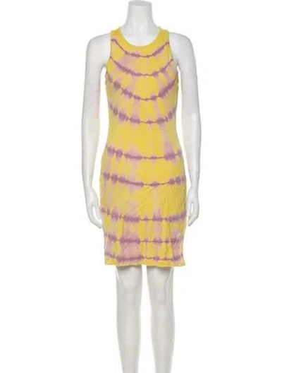 Pre-owned Raquel Allegra Tie-dye Print Mini Dress In Yellow