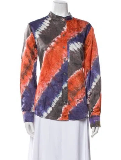 Pre-owned Raquel Allegra Tie-dye Print Mock Neck Sweatshirt In Multi