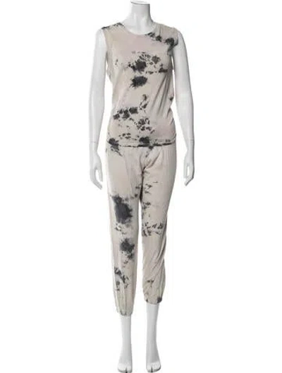 Pre-owned Raquel Allegra Tie-dye Print Pant Set In Neutrals