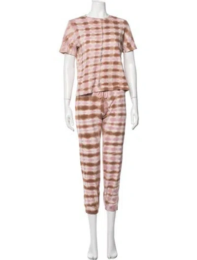 Pre-owned Raquel Allegra Tie-dye Print Pant Set In Pink