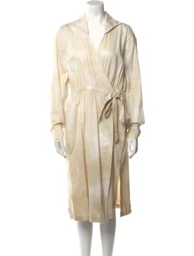 Pre-owned Raquel Allegra Tie-dye Print Robe In Neutral