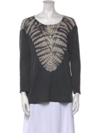 Pre-owned Raquel Allegra Tie-dye Print Scoop Neck Blouse In Blue